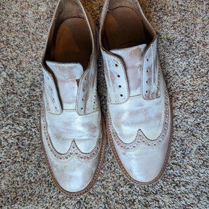 Frye sz9.5 white painted wingtip loafer
